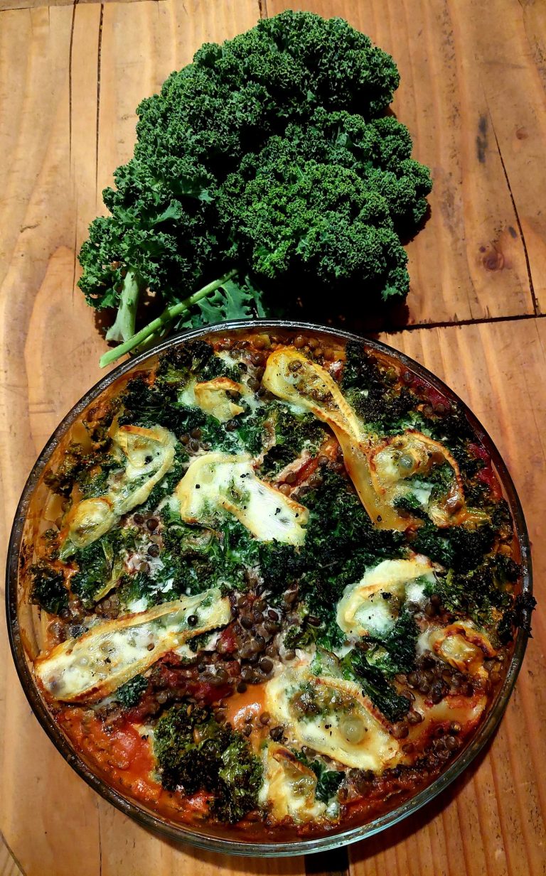 Lasagnes aux lentilles et chou kale